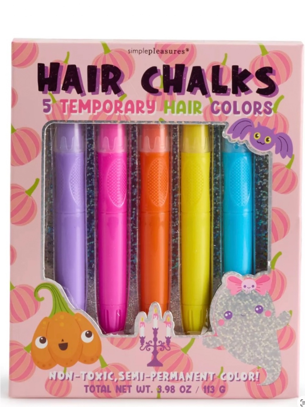 Simple Pleasures Hair Chalk 5-pk. Temporary Hair Color, NIB, KID-FRIENDLY